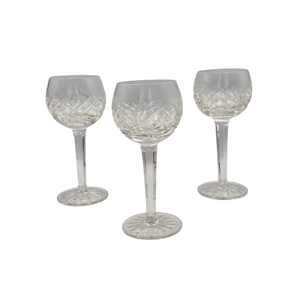 Vintage Stemmed Crystal Hock Wine Glasses 3pc Set